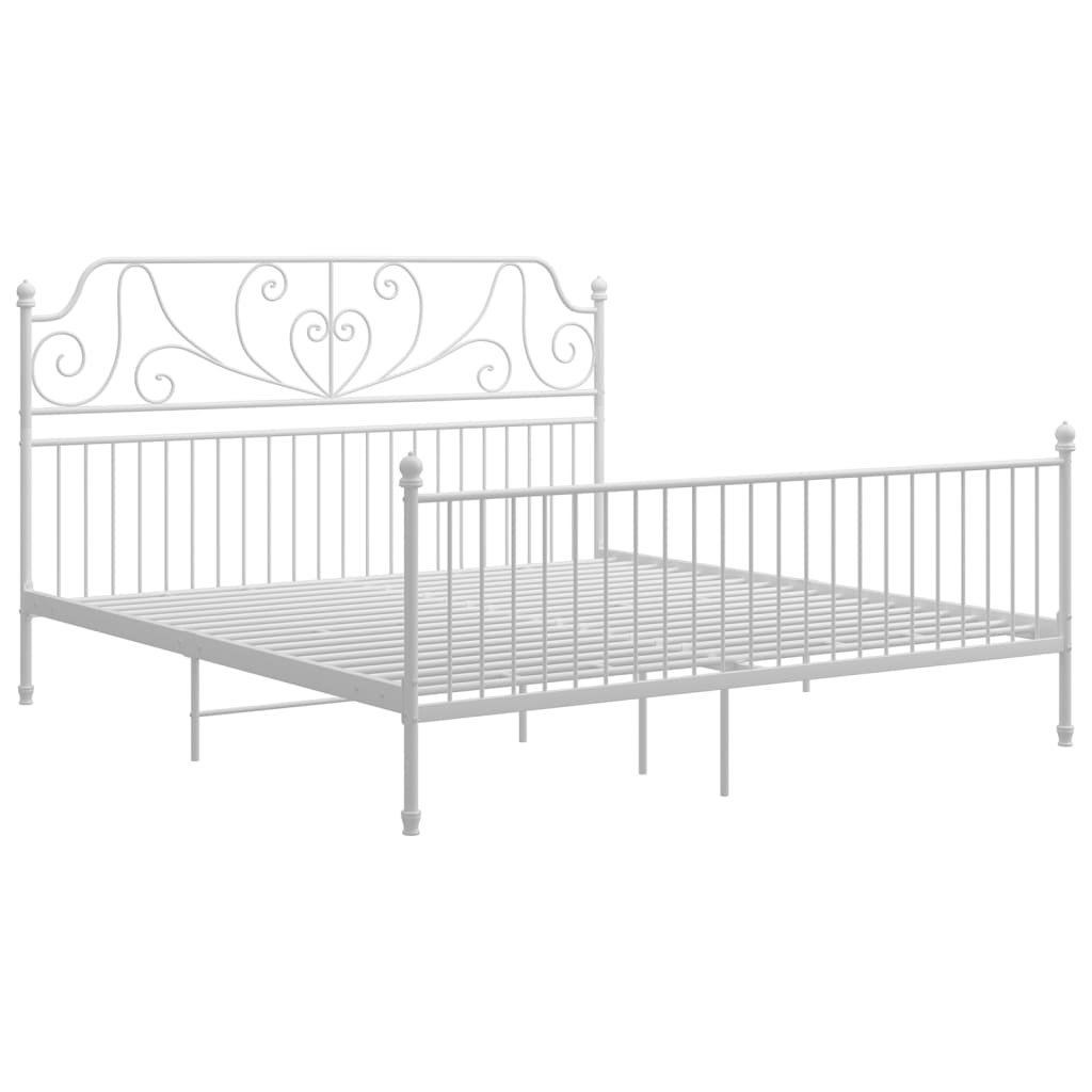 vidaXL Bed Frame without Mattress White Metal 180x200 cm Super King