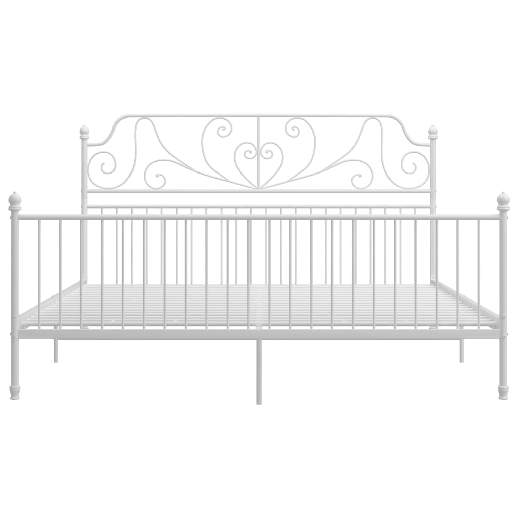 vidaXL Bed Frame without Mattress White Metal 180x200 cm Super King