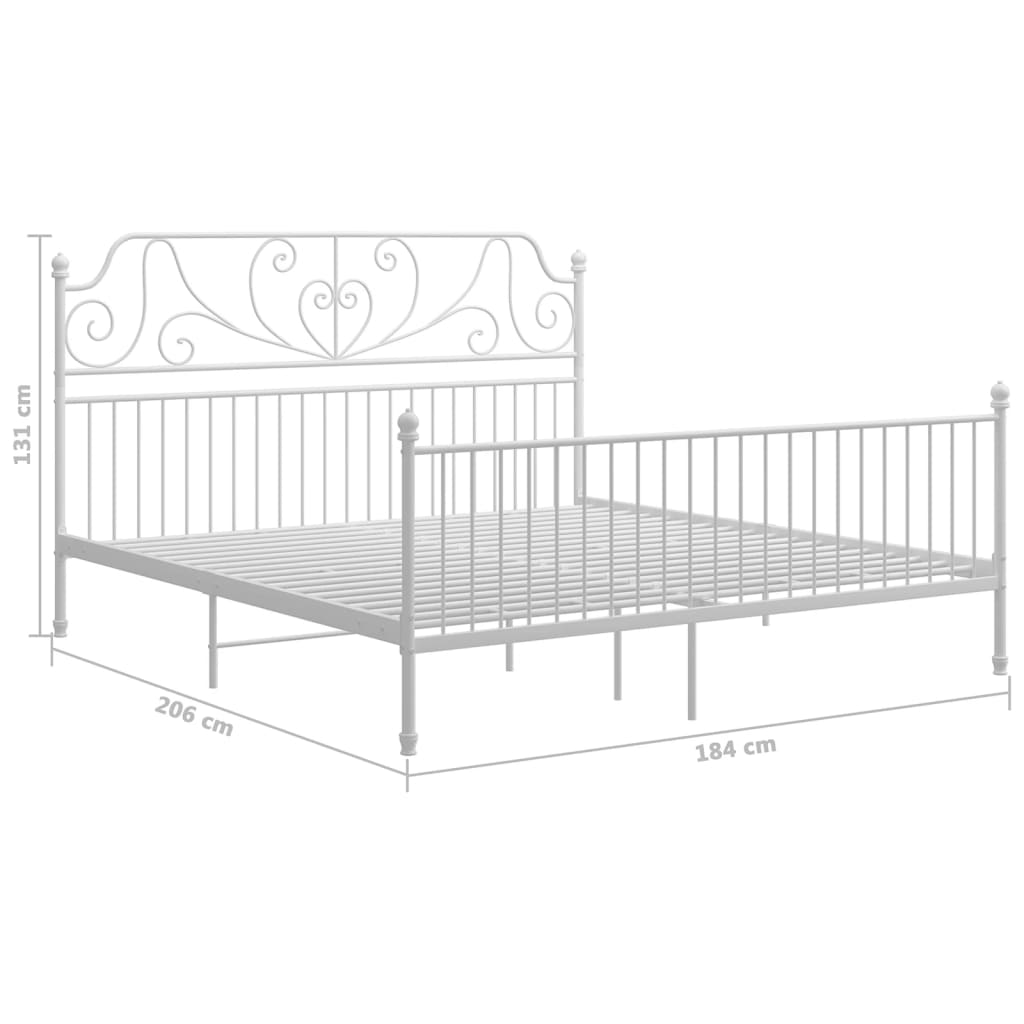 vidaXL Bed Frame without Mattress White Metal 180x200 cm Super King