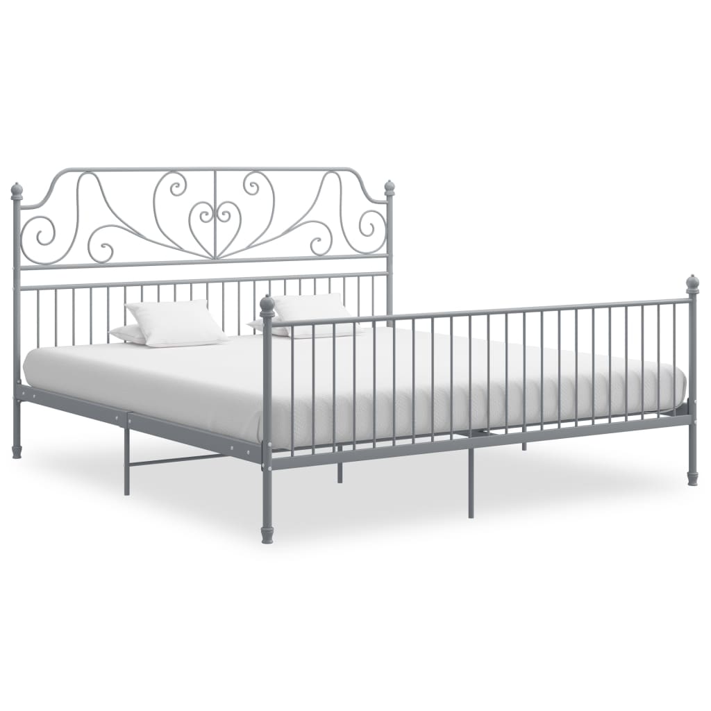 Bed Frame | Grey | Powder-coated metal | Super King | Durable | Bed Frame