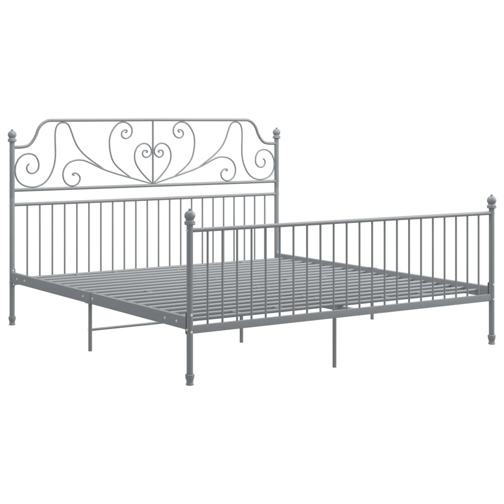 Bed Frame | Grey | Powder-coated metal | Super King | Durable | Bed Frame