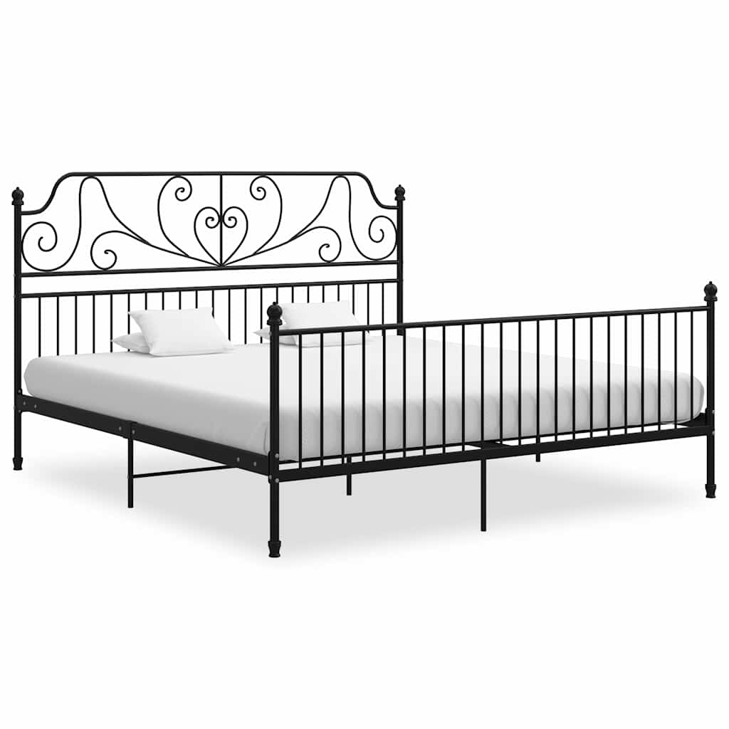 Bed Frame | Black | Powder-coated metal | 200 x 200 cm | Durable