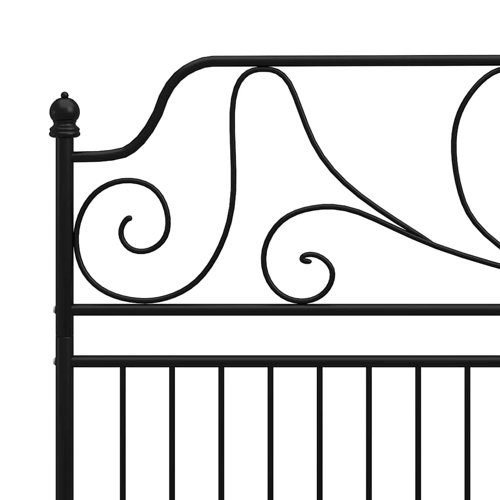 Bed Frame | Black | Powder-coated metal | 200 x 200 cm | Durable