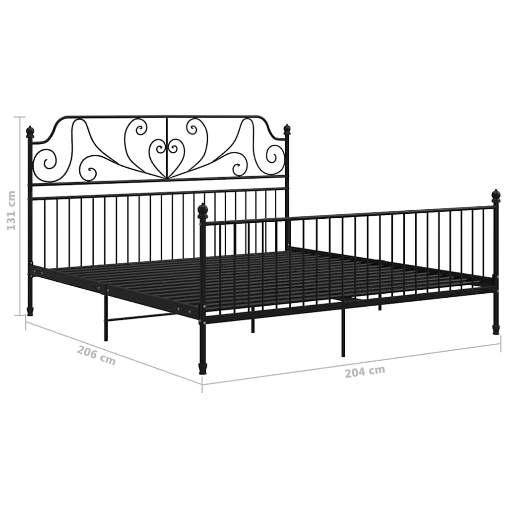 Bed Frame | Black | Powder-coated metal | 200 x 200 cm | Durable