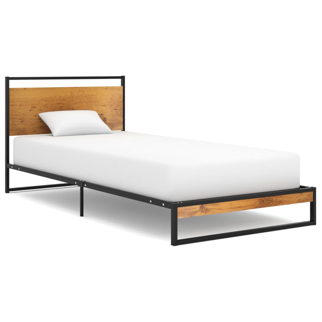 Bed Frame | Black | Powder-coated metal, Melamine coated MDF | Single
