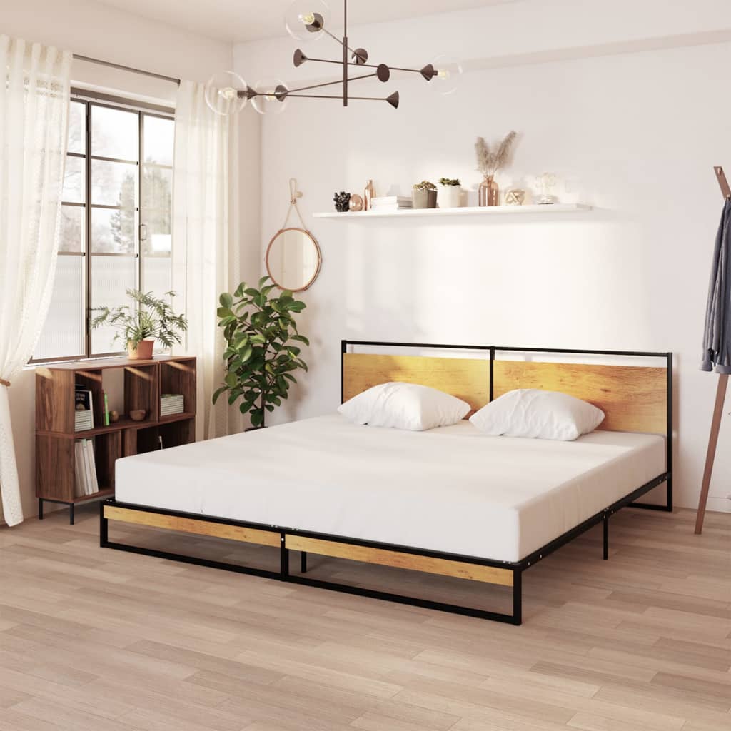Bed Frame | Black | Powder-coated metal, melamine coated MDF