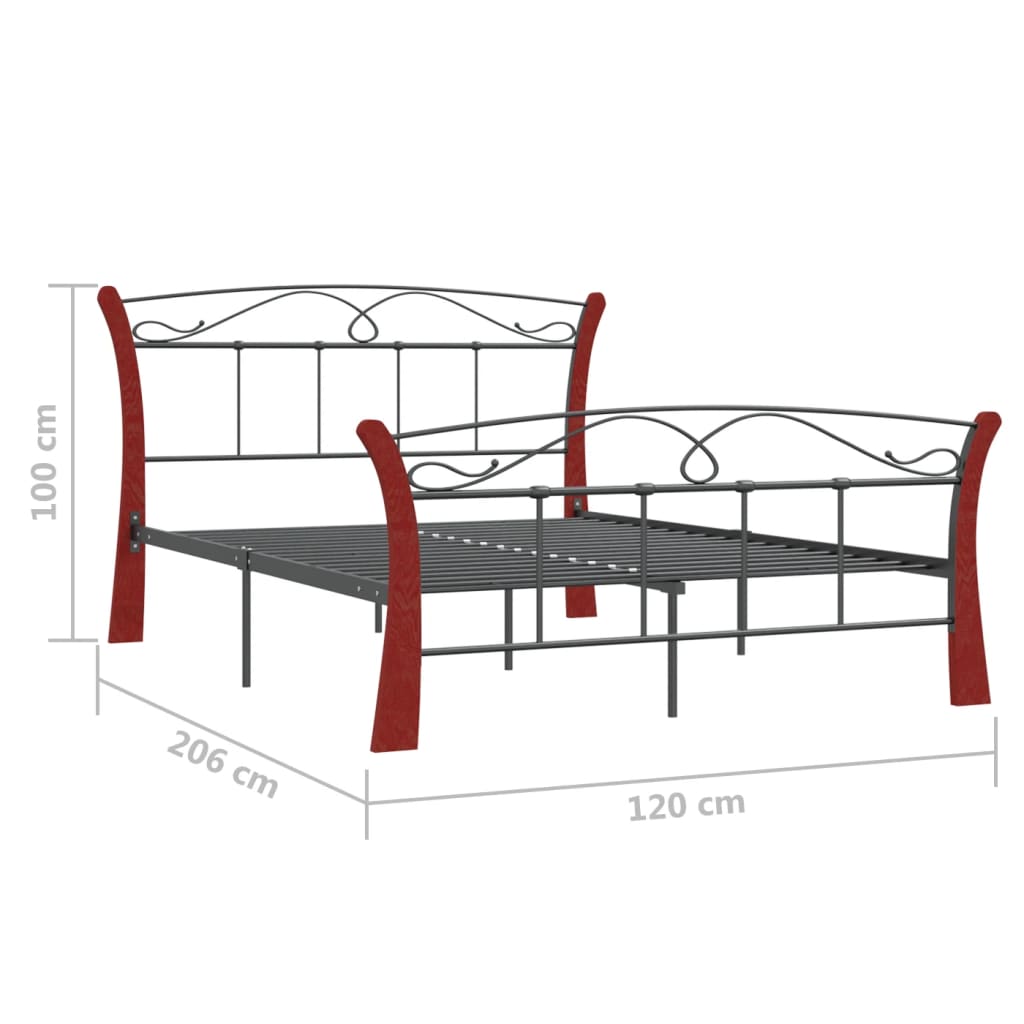 Bed Frame without Mattress Black Metal 120x200 cm