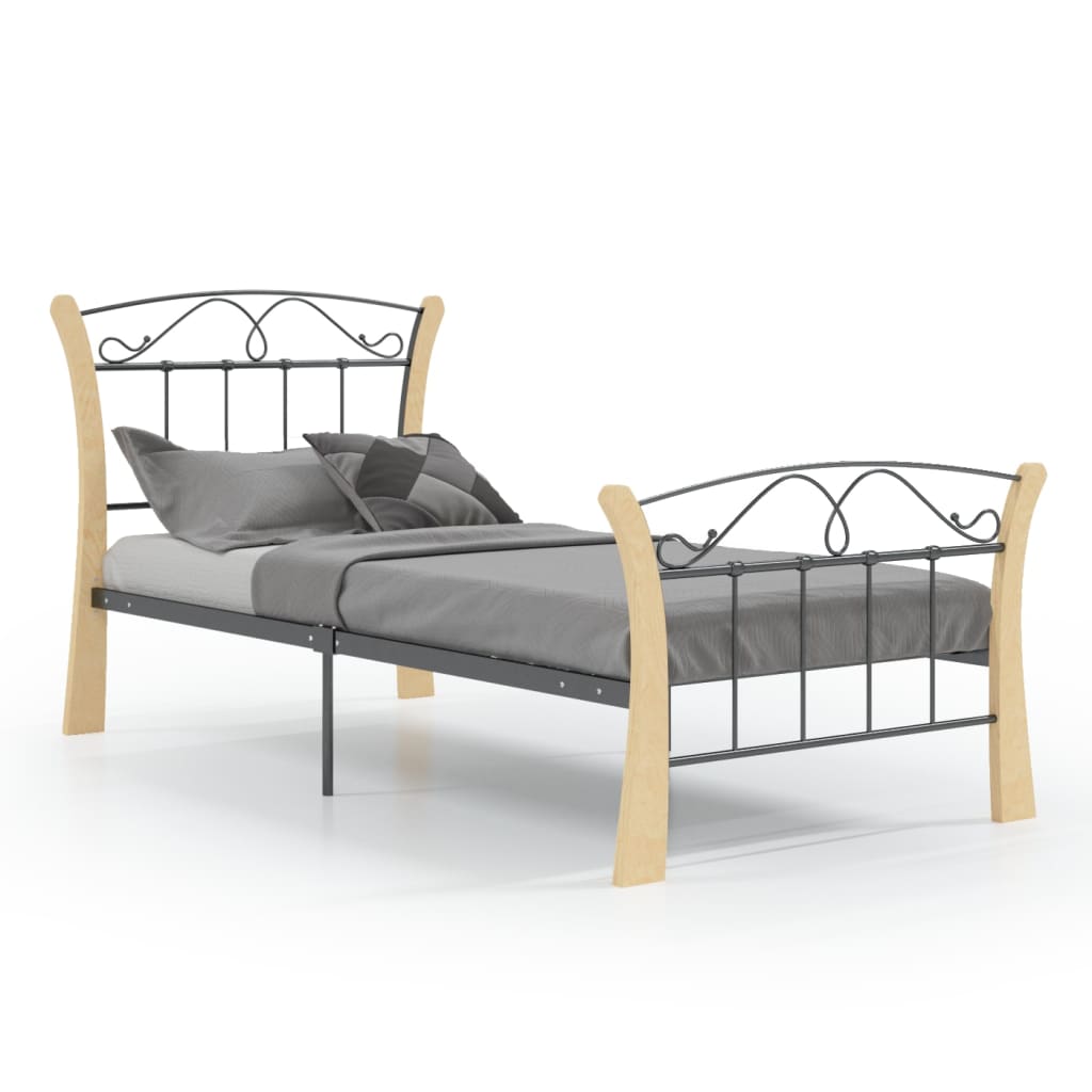 vidaXL Bed Frame without Mattress Black Metal 90x200 cm