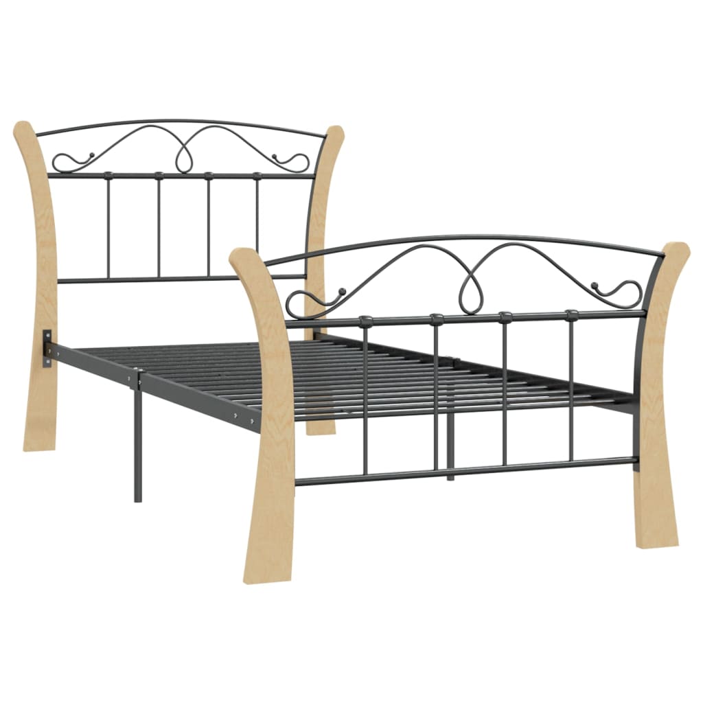 vidaXL Bed Frame without Mattress Black Metal 90x200 cm