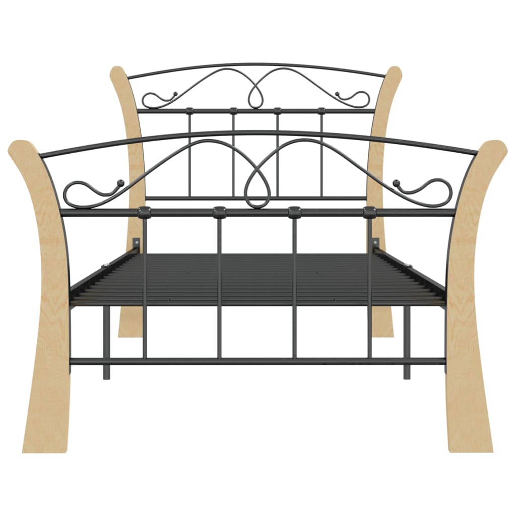 vidaXL Bed Frame without Mattress Black Metal 90x200 cm