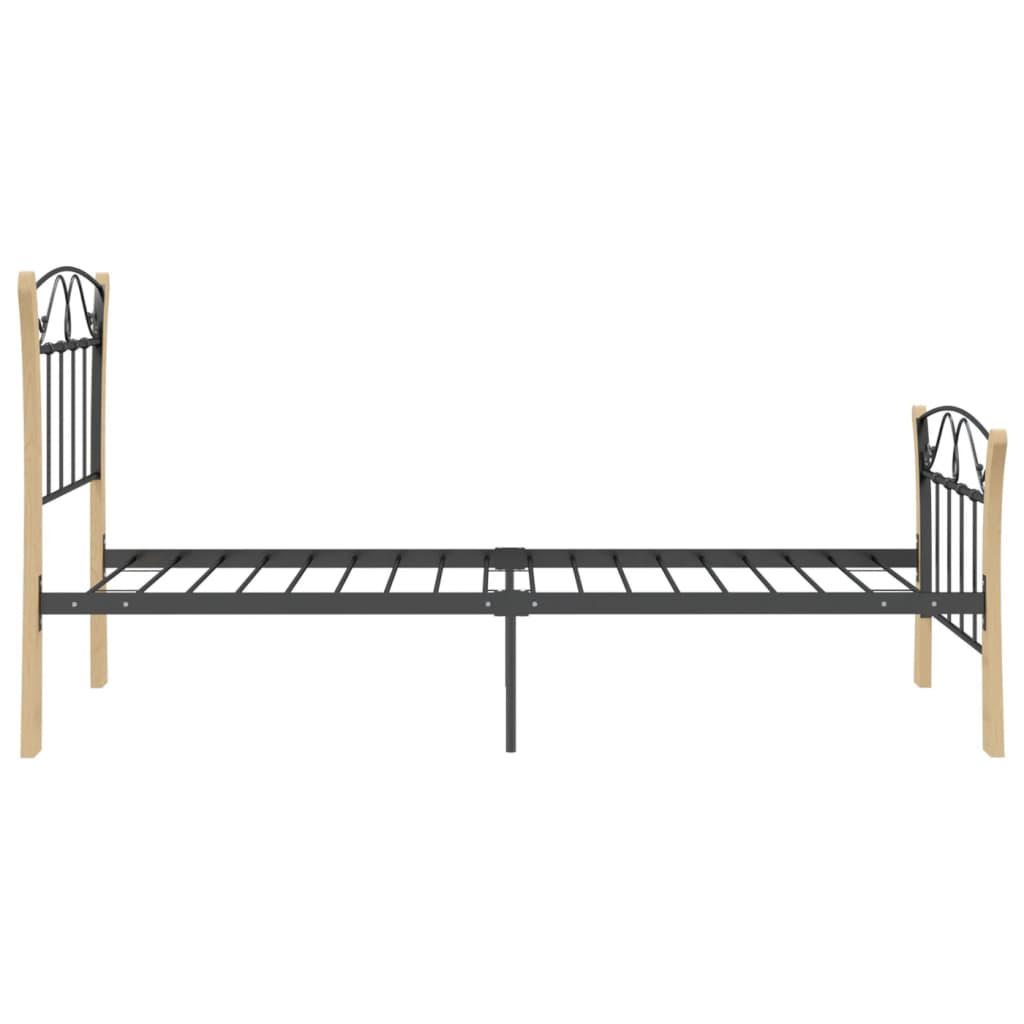 vidaXL Bed Frame without Mattress Black Metal 90x200 cm