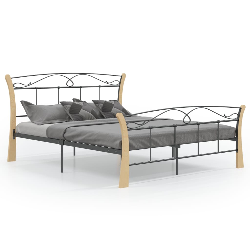 vidaXL Bed Frame without Mattress Black Metal 140x200 cm