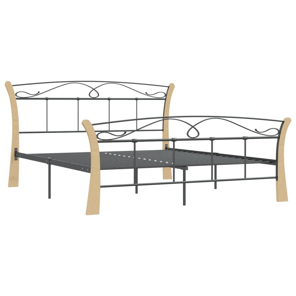 vidaXL Bed Frame without Mattress Black Metal 140x200 cm