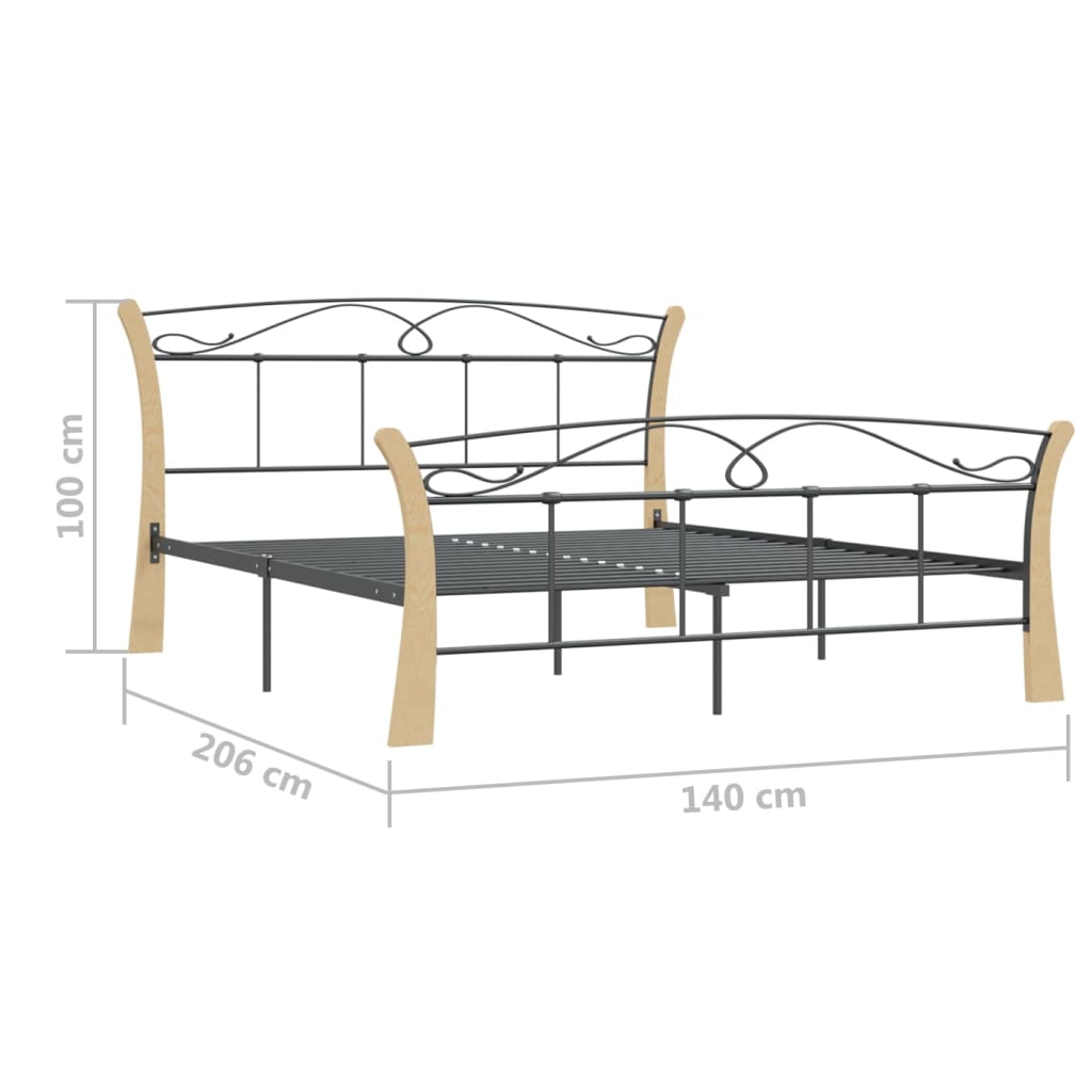 vidaXL Bed Frame without Mattress Black Metal 140x200 cm