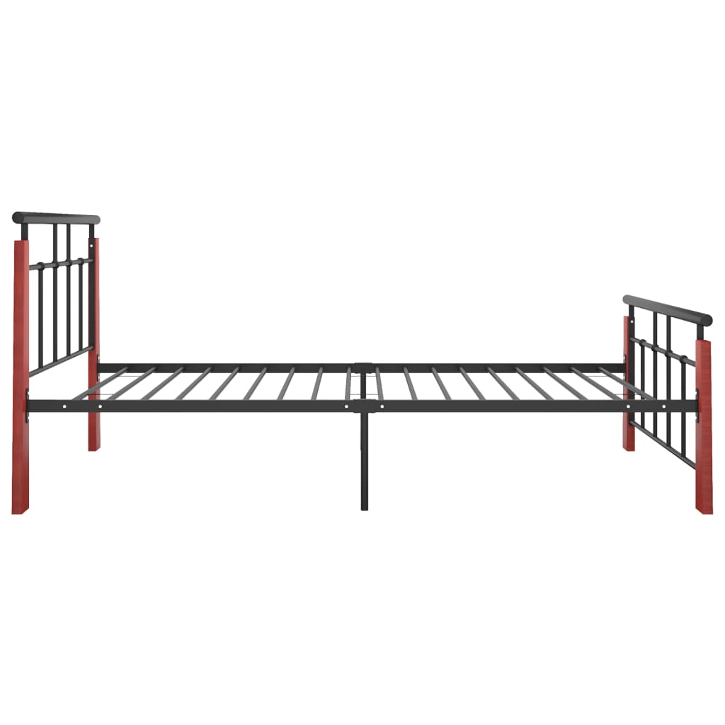 Bed Frame without Mattress Metal and Solid Oak Wood 90x200 cm