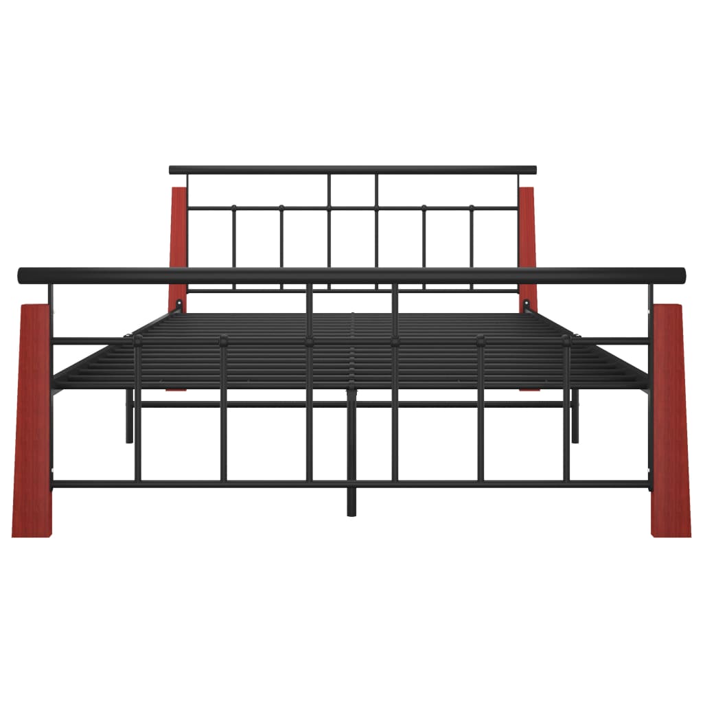 vidaXL Bed Frame without Mattress Metal  and Solid Oak Wood 140x200 cm