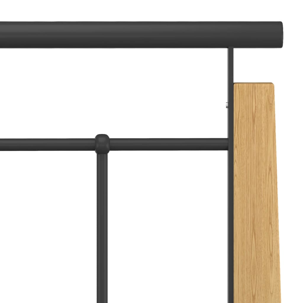 Bed Frame without Mattress Metal and Solid Oak Wood 100x200 cm