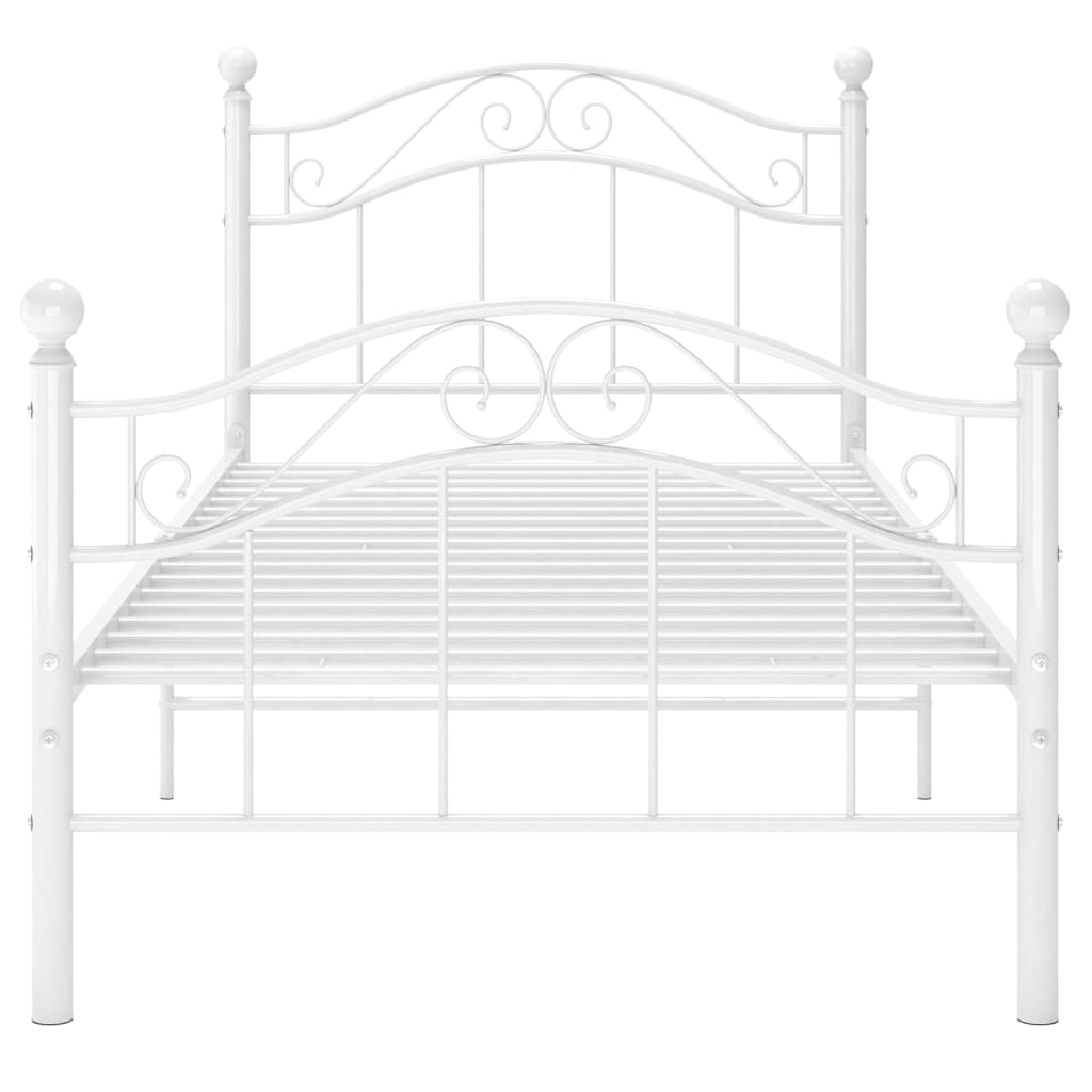 Bed Frame | White | Powder-coated metal | Single | Durable | Bed Frame