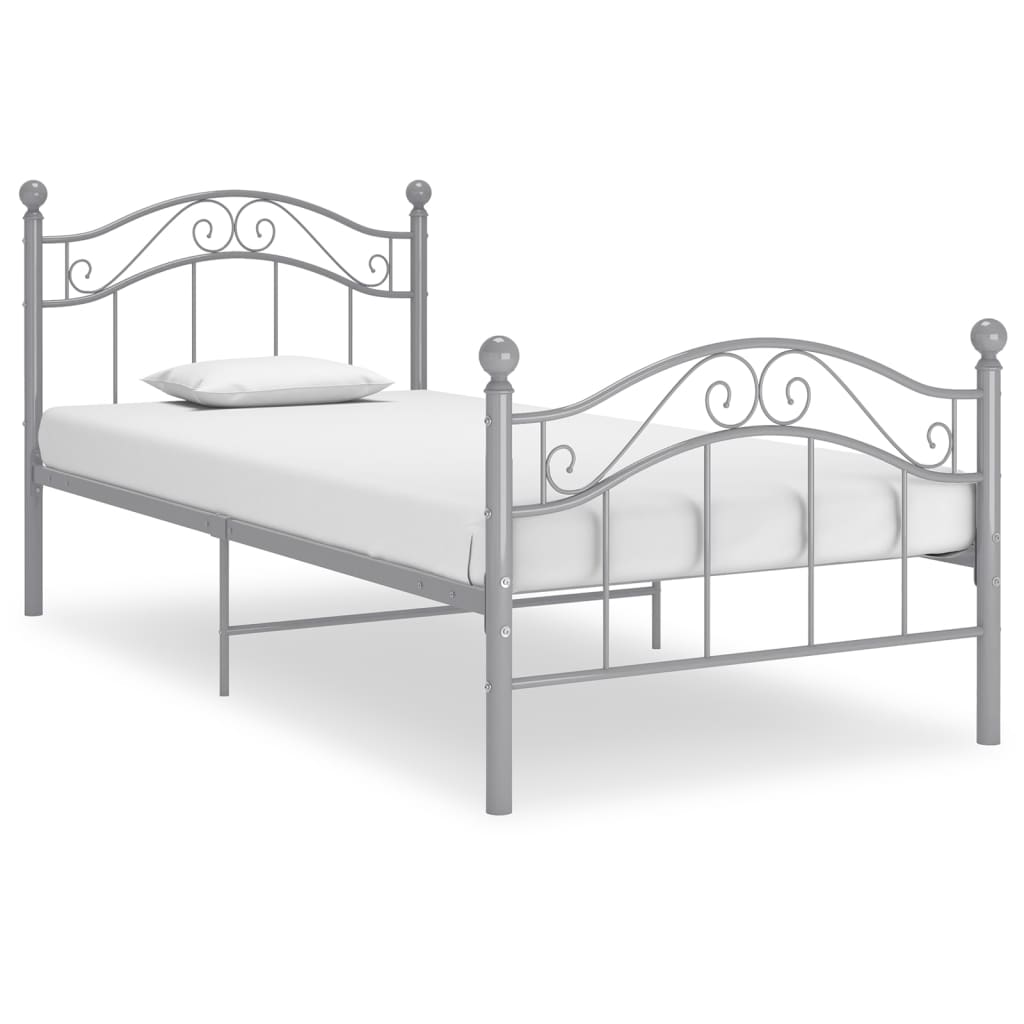 Bed Frame | Grey | Powder-coated metal | Single |  Durable  | Bed Frame