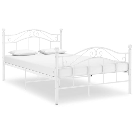 vidaXL Bed Frame without Mattress White Metal 120x200 cm