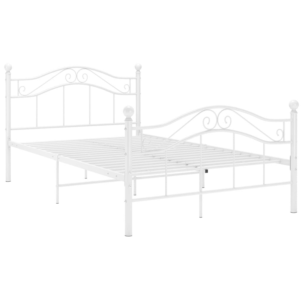 vidaXL Bed Frame without Mattress White Metal 120x200 cm