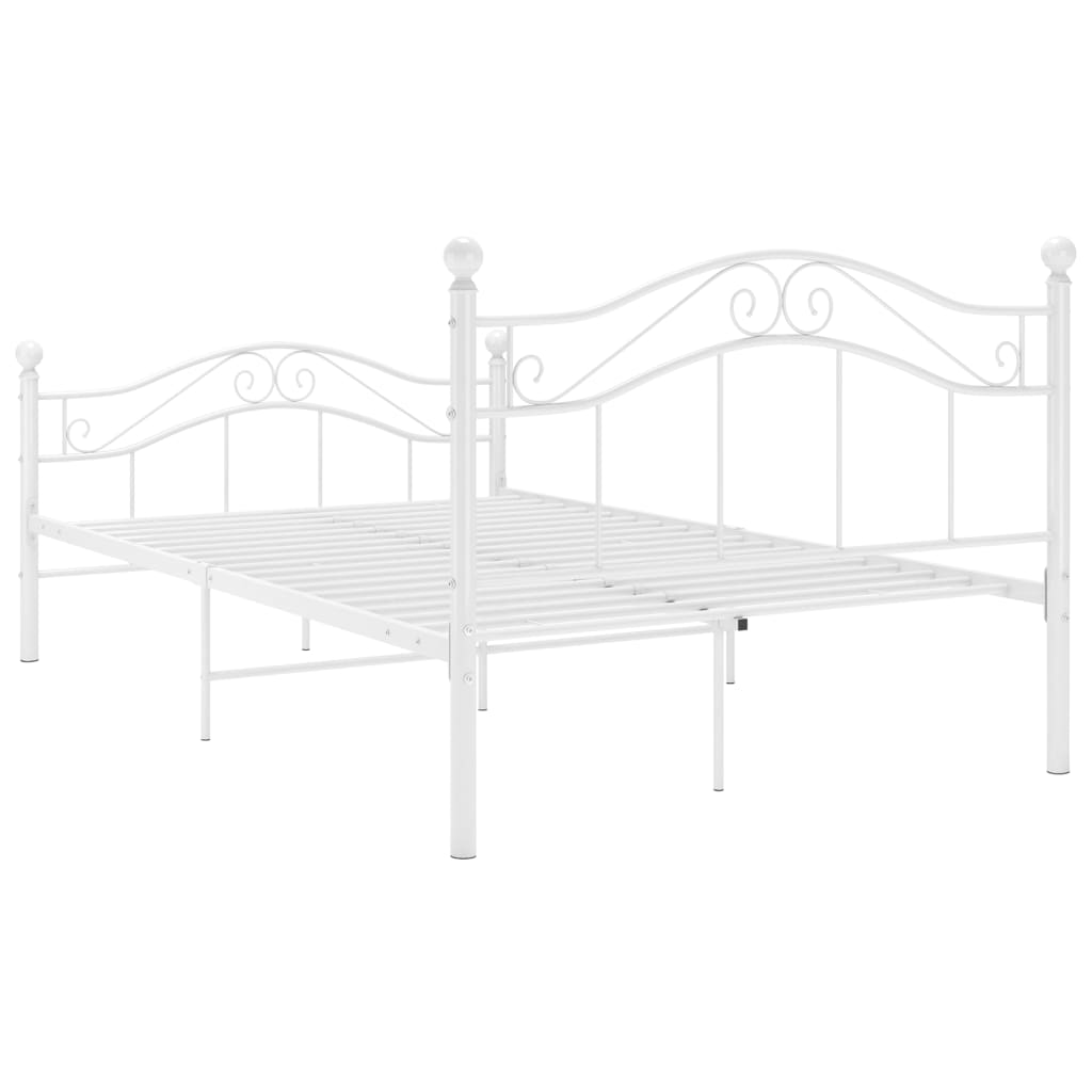 vidaXL Bed Frame without Mattress White Metal 120x200 cm