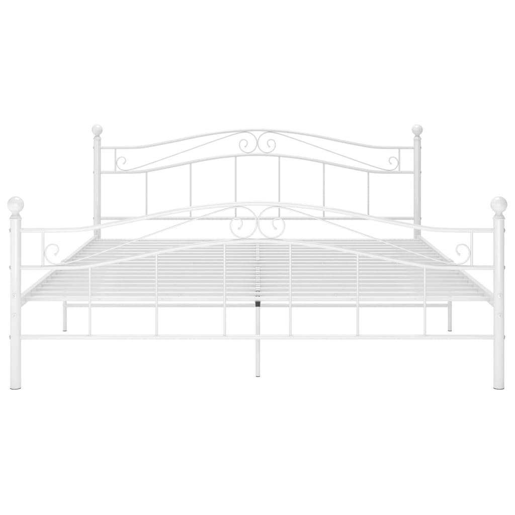 Bed Frame | White | Powder-coated metal | Double | Durable | Bed Frame