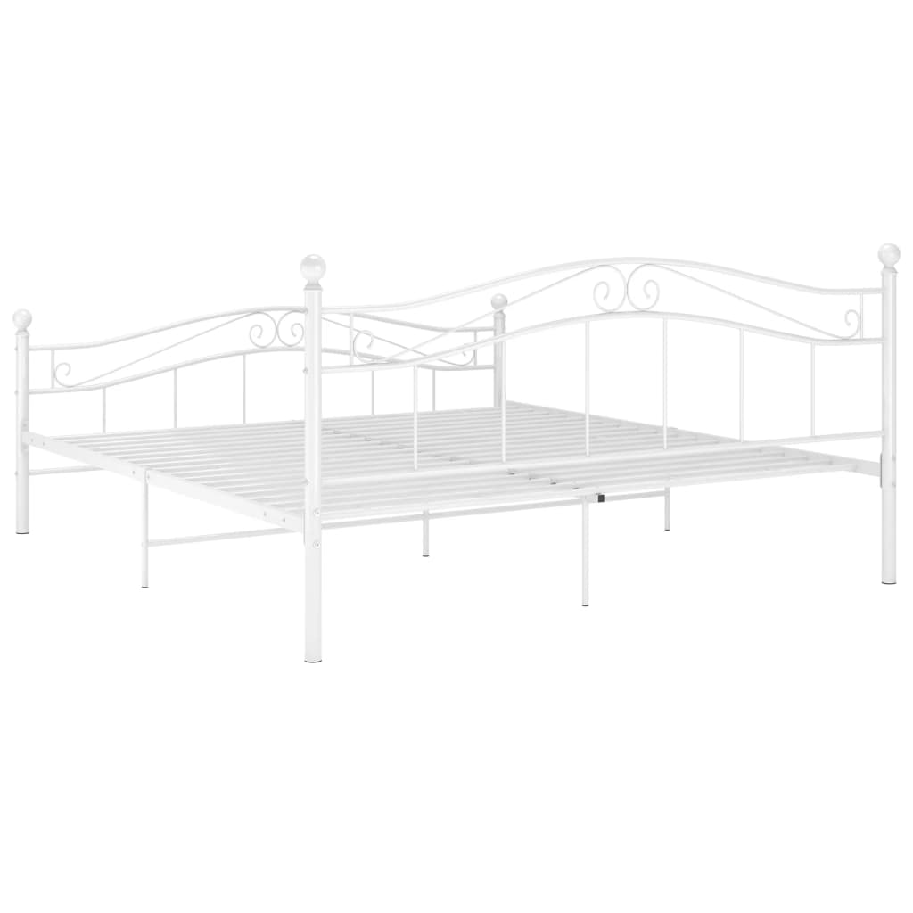 Bed Frame | White | Powder-coated metal | Double | Durable | Bed Frame