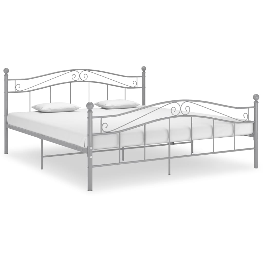 Bed Frame without Mattress Grey Metal 160x200 cm