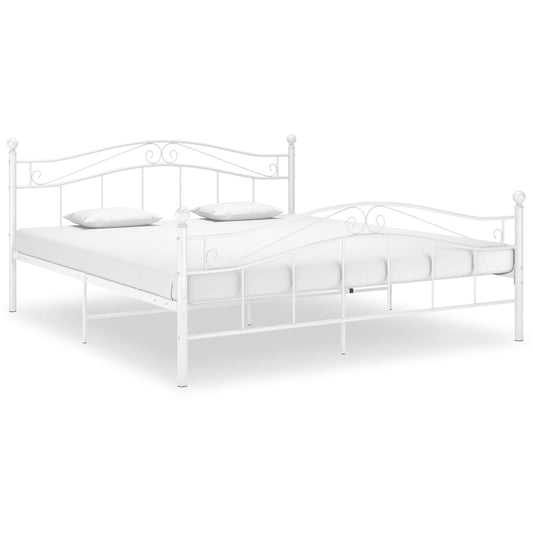 vidaXL Bed Frame without Mattress White Metal 180x200 cm Super King