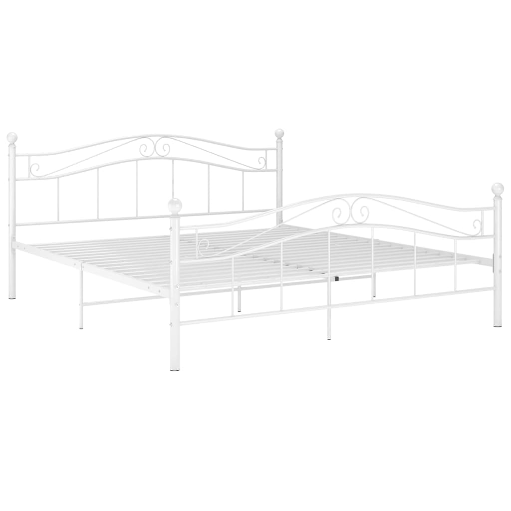 vidaXL Bed Frame without Mattress White Metal 180x200 cm Super King