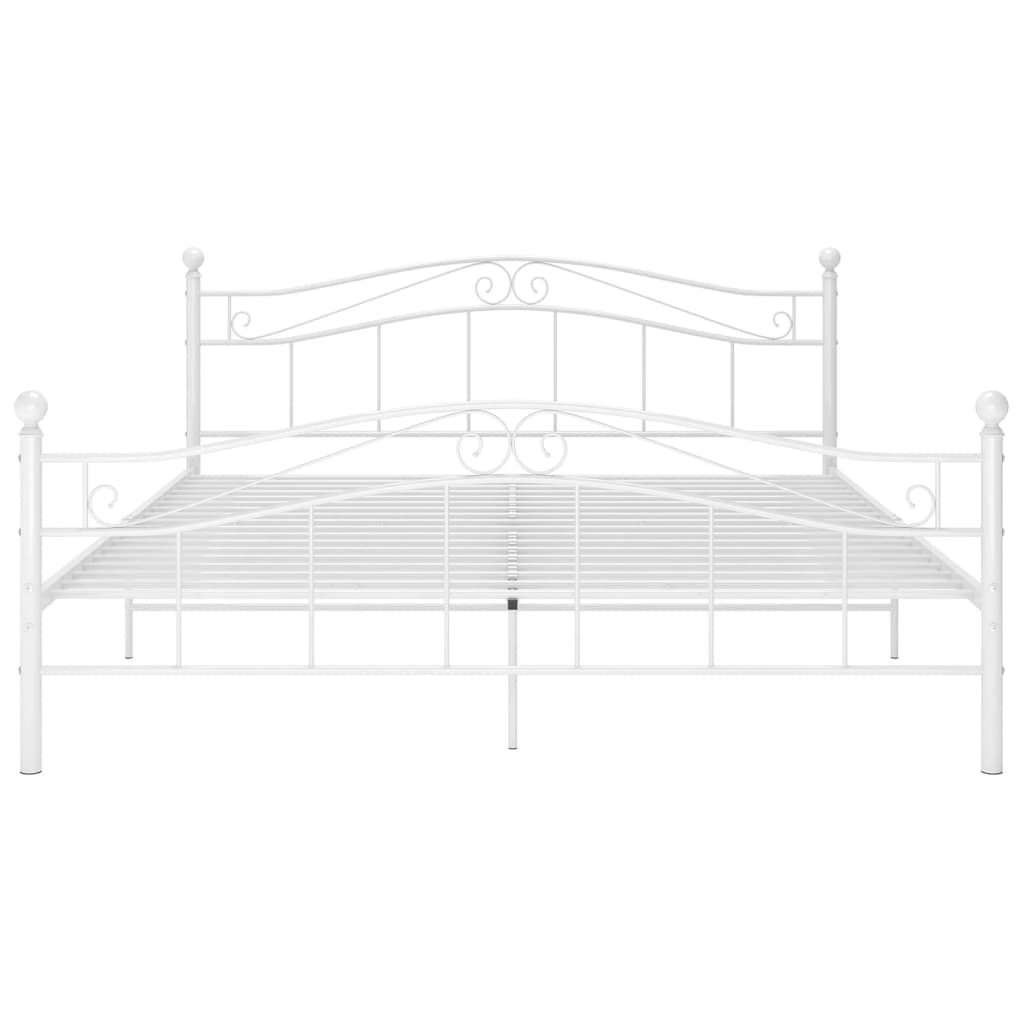 vidaXL Bed Frame without Mattress White Metal 180x200 cm Super King