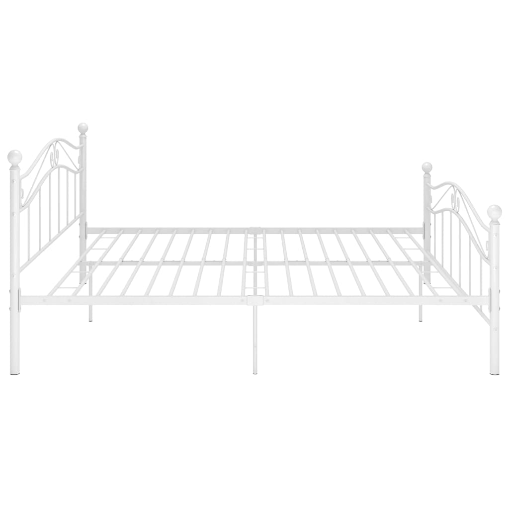 vidaXL Bed Frame without Mattress White Metal 180x200 cm Super King