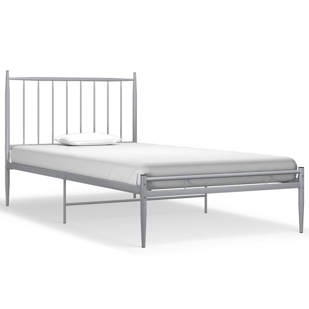 vidaXL Bed Frame without Mattress Grey Metal 90x200 cm