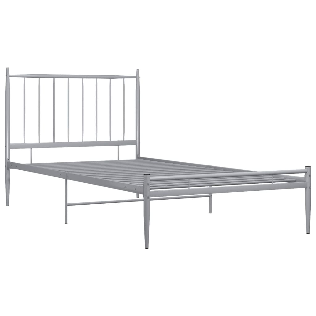 vidaXL Bed Frame without Mattress Grey Metal 90x200 cm