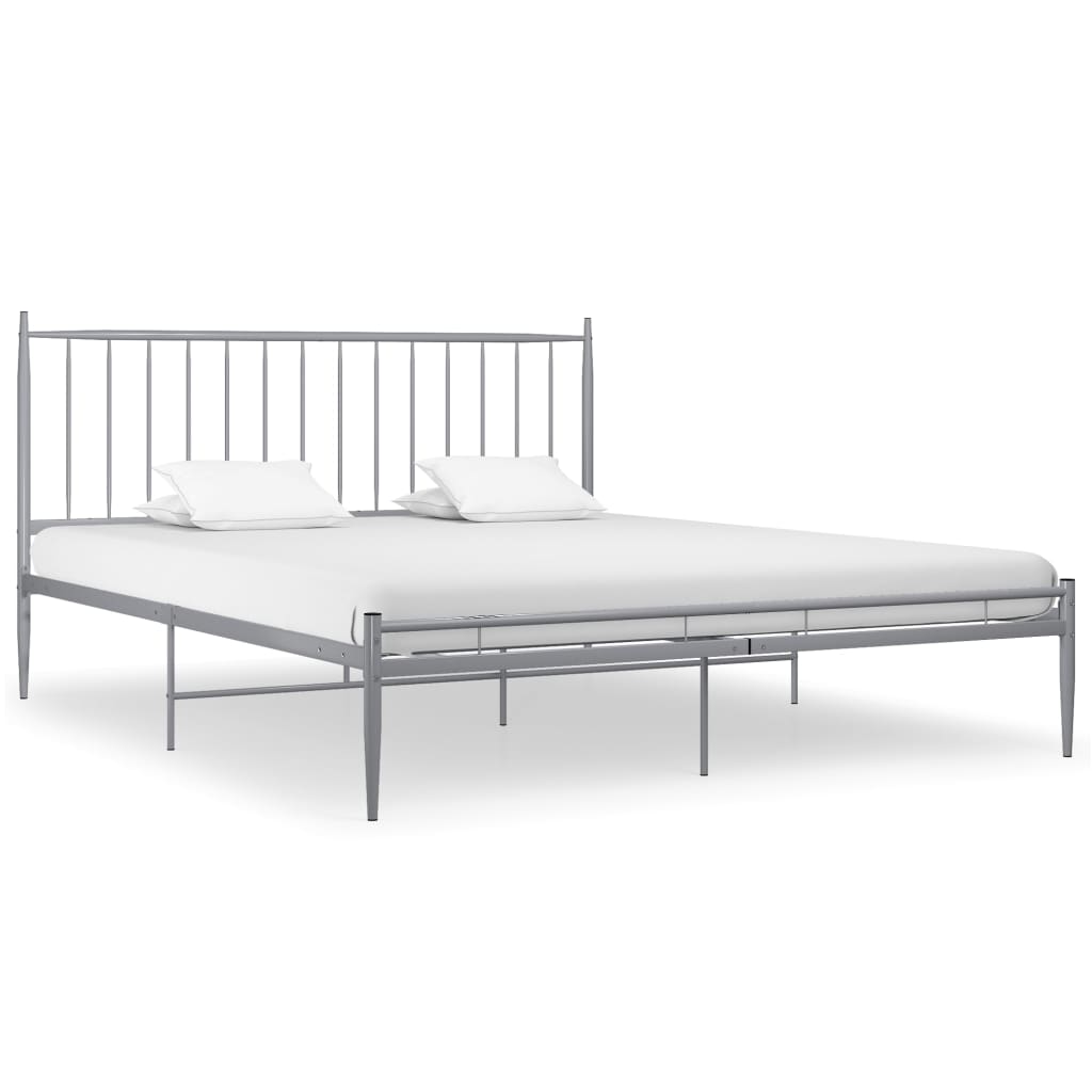 vidaXL Bed Frame without Mattress Grey Metal 140x200 cm