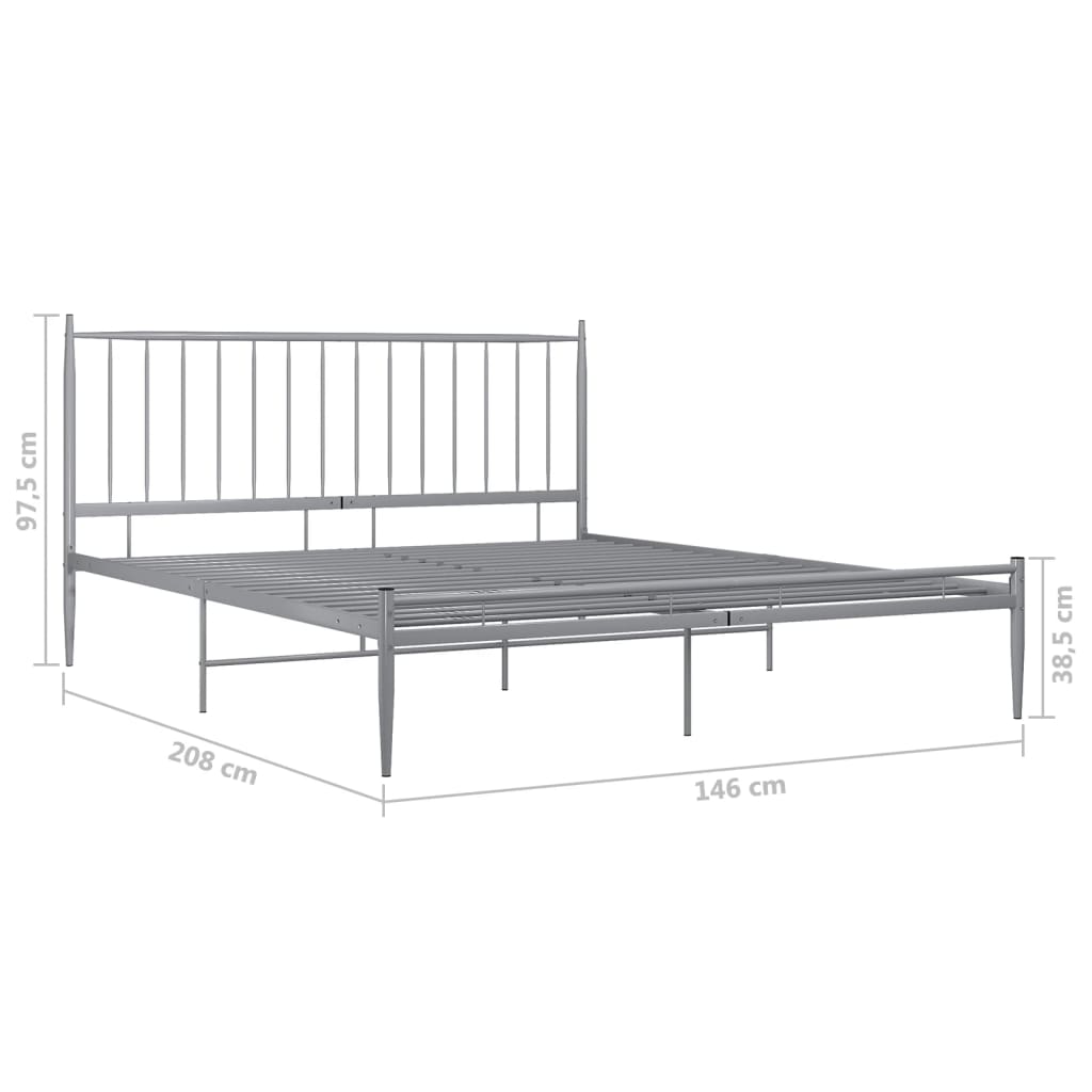 vidaXL Bed Frame without Mattress Grey Metal 140x200 cm