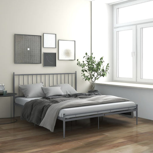 vidaXL Bed Frame without Mattress Grey Metal 140x200 cm