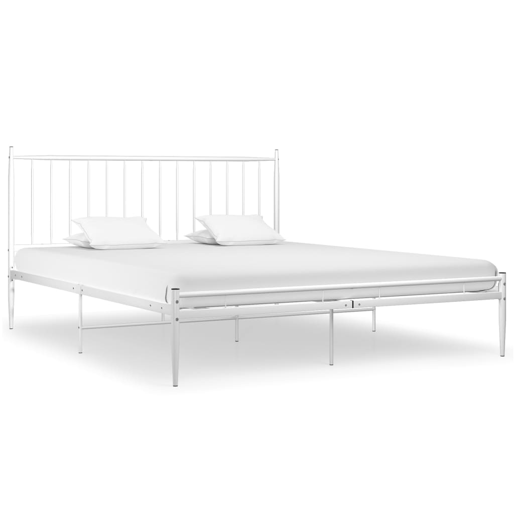 vidaXL Bed Frame without Mattress White Metal 180x200 cm Super King