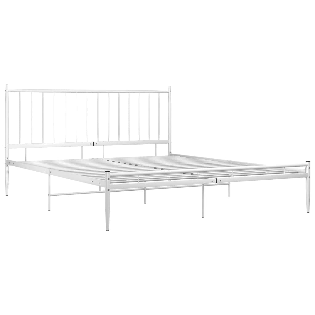 vidaXL Bed Frame without Mattress White Metal 180x200 cm Super King