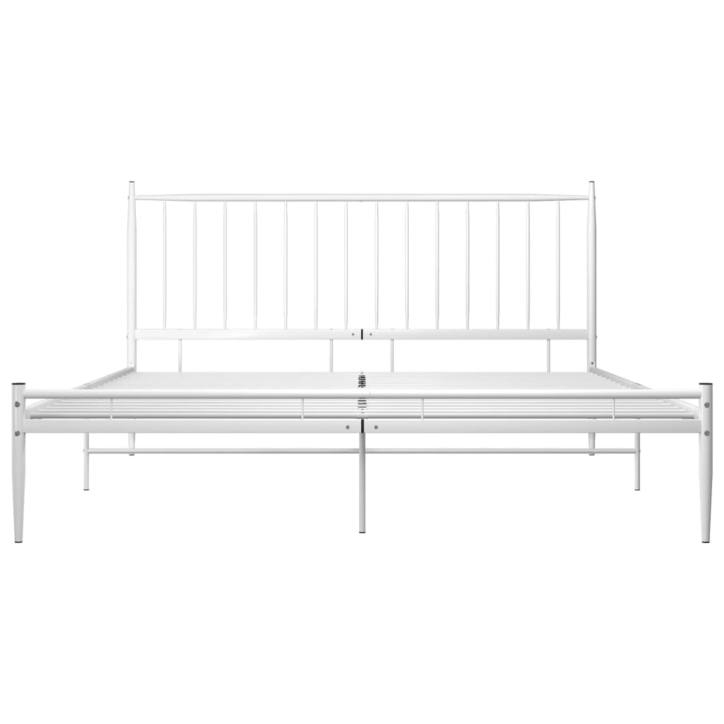 vidaXL Bed Frame without Mattress White Metal 180x200 cm Super King