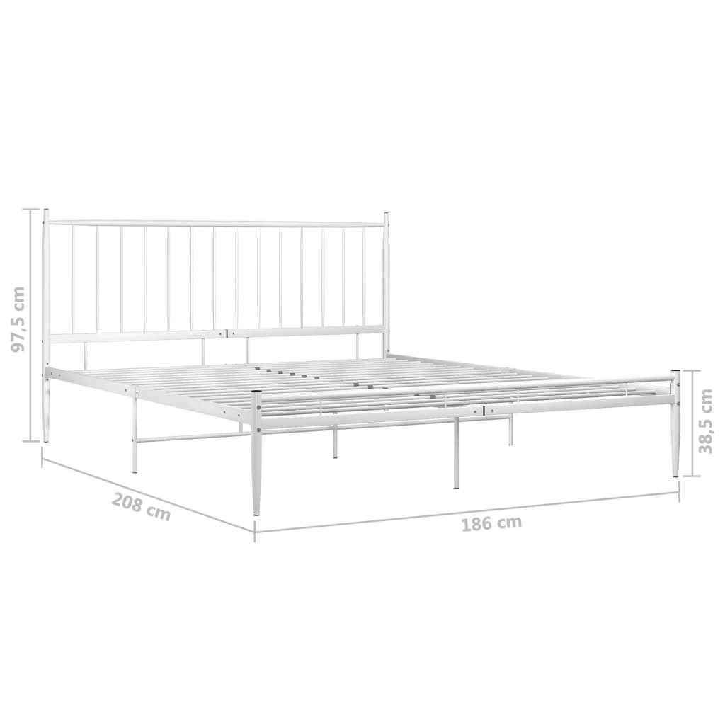 vidaXL Bed Frame without Mattress White Metal 180x200 cm Super King