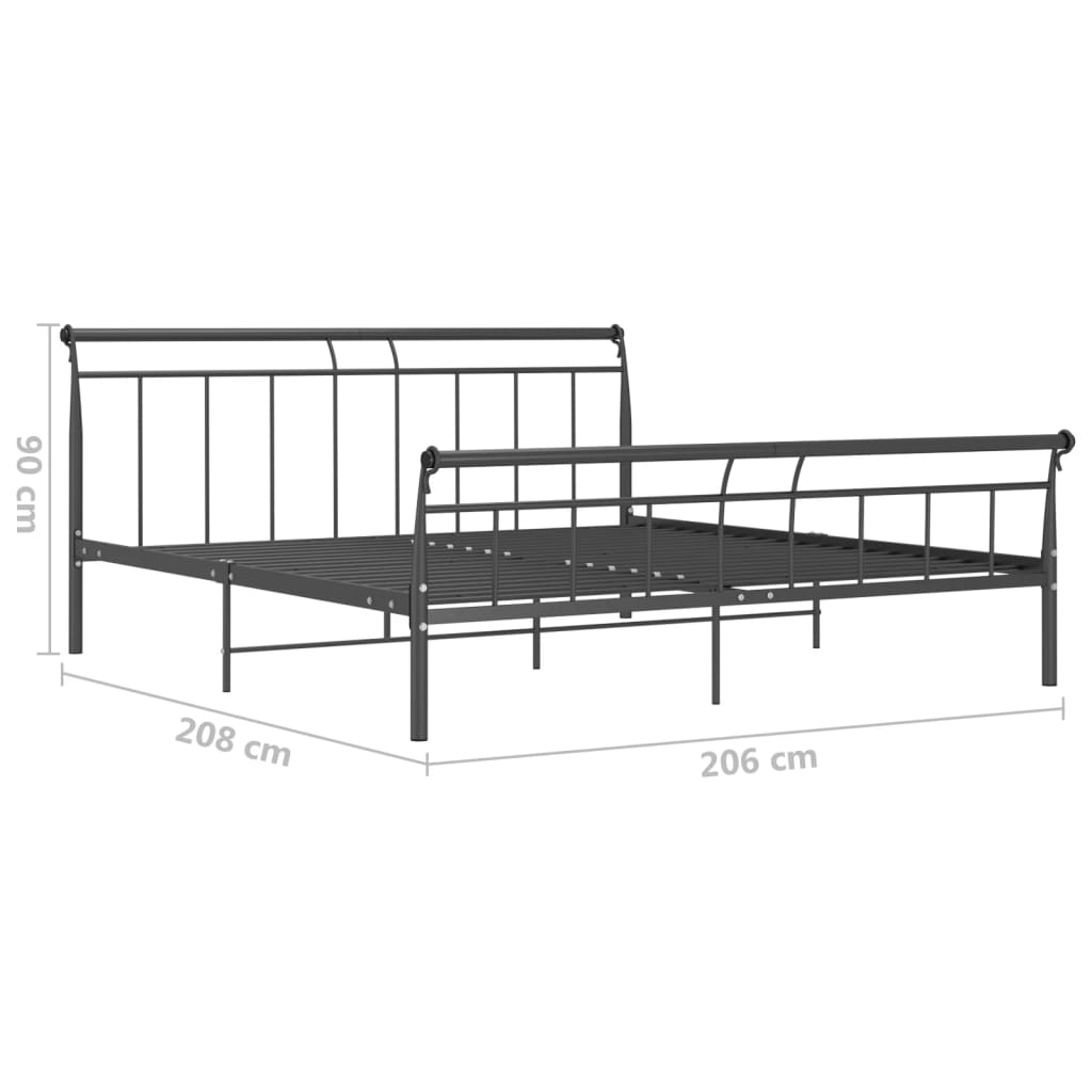 vidaXL Bed Frame without Mattress Black Metal 200x200 cm