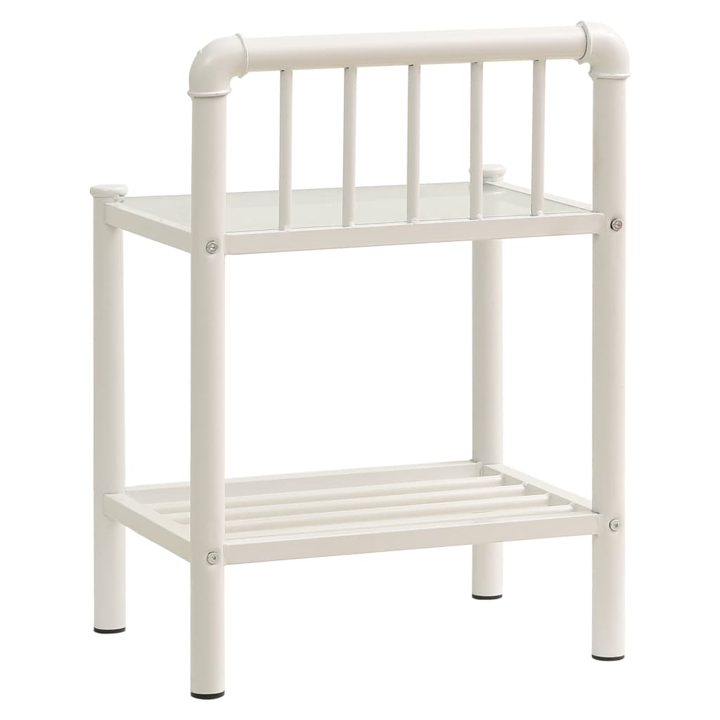 Bedside Cabinets 2 pcs White and Transparent Metal and Glass