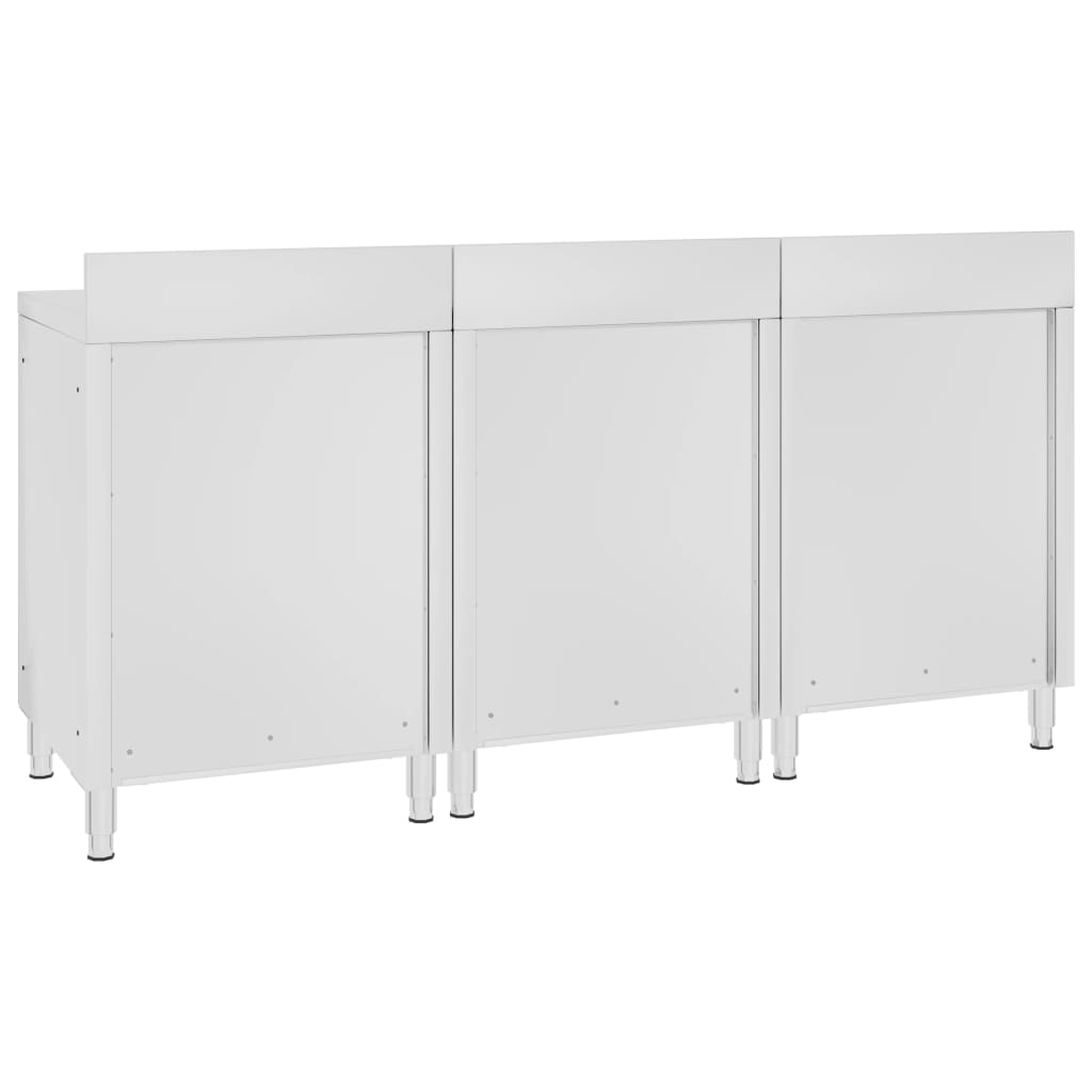 vidaXL Commercial Work Table Cabinet 180x60x96 cm Stainless Steel