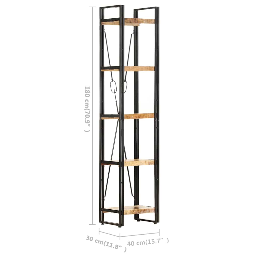 5-Tier Bookcase 39x30x180 cm Solid Mango Wood