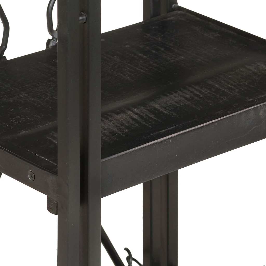 3-Tier Bookcase Black 40x30x80 cm Solid Mango Wood
