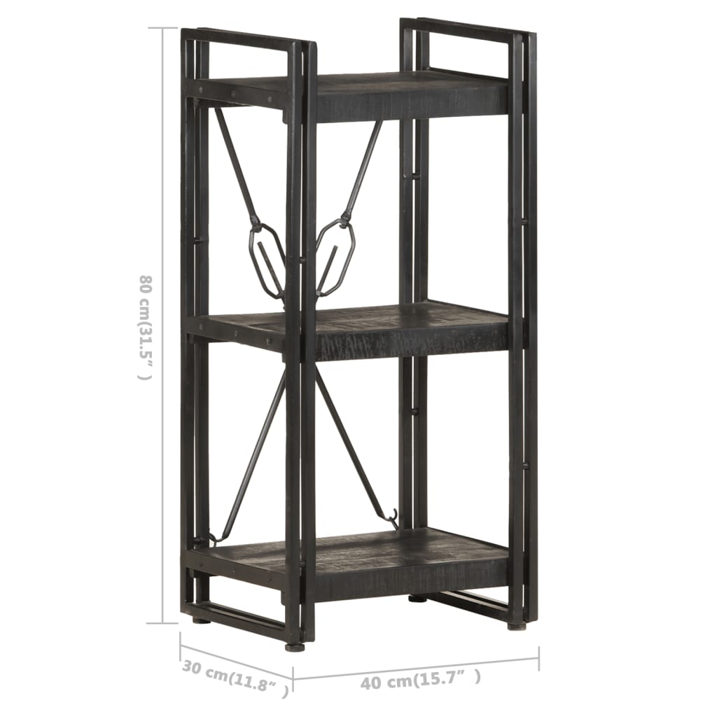 Bookcase | Black | Solid mango wood and powder-coated steel | Medium