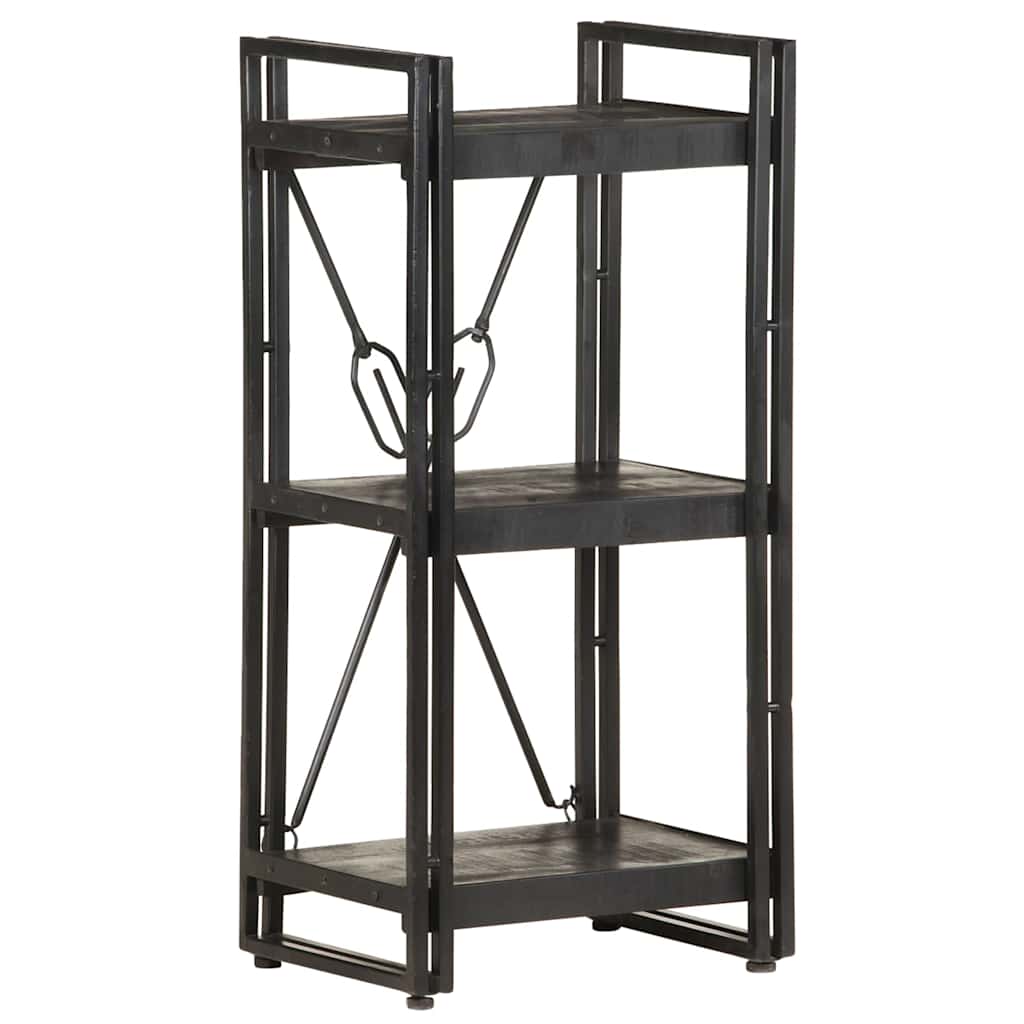 3-Tier Bookcase Black 40x30x80 cm Solid Mango Wood