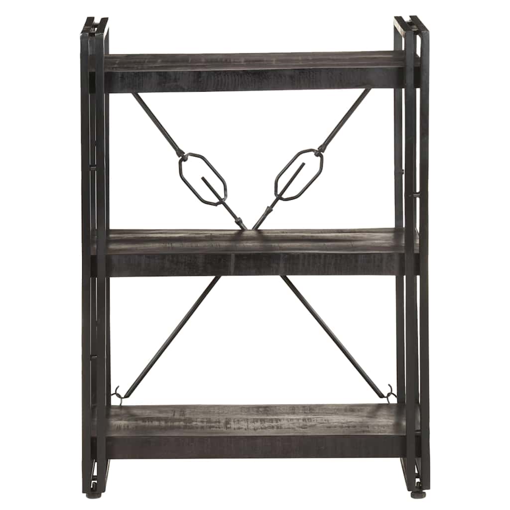3-Tier Bookcase Black 60x30x80 cm Solid Mango Wood
